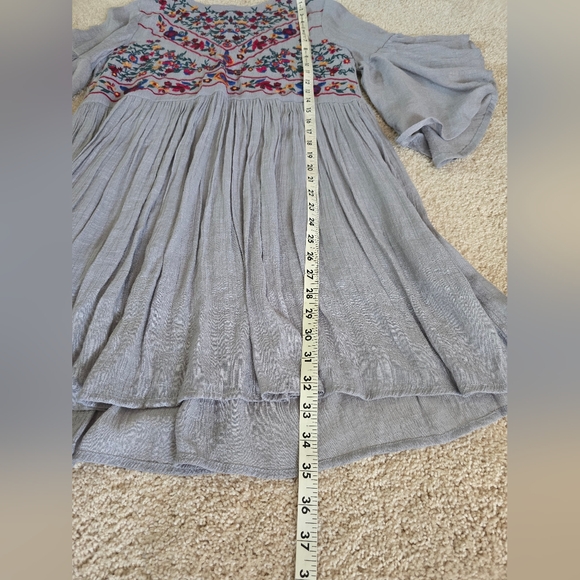 Umgee Gray Boho Embroidered Floral Dress Womens Size Small - Picture 4 of 8